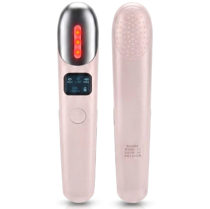 قلم مساج العين 4 في 1 مع علاج حراري واهتزاز وضوء LED للعناية بالعين